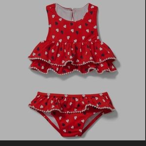 Ruffle heart print two piece swim suit ❤️